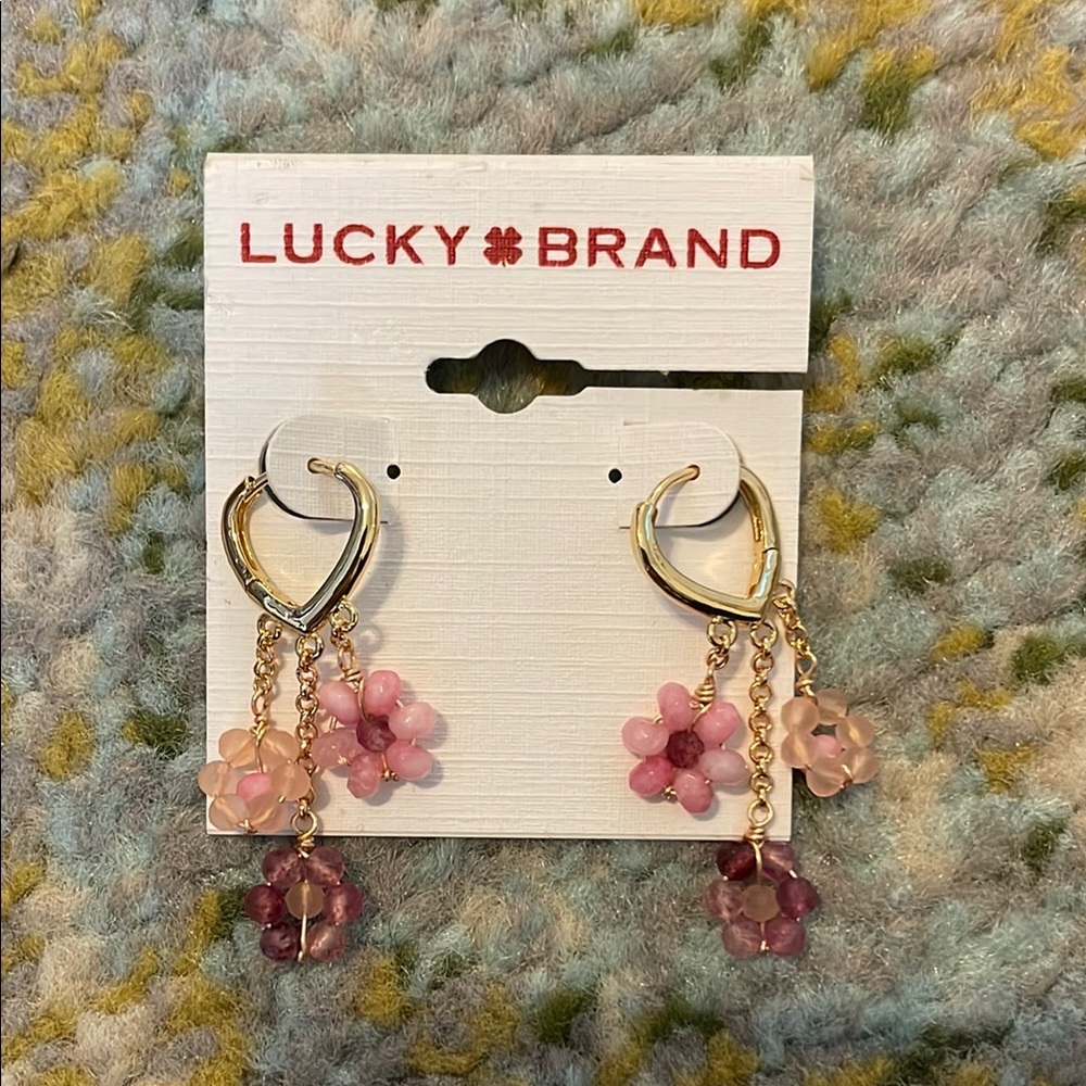 Lucky Brand Pink and Gold Floral Earrings